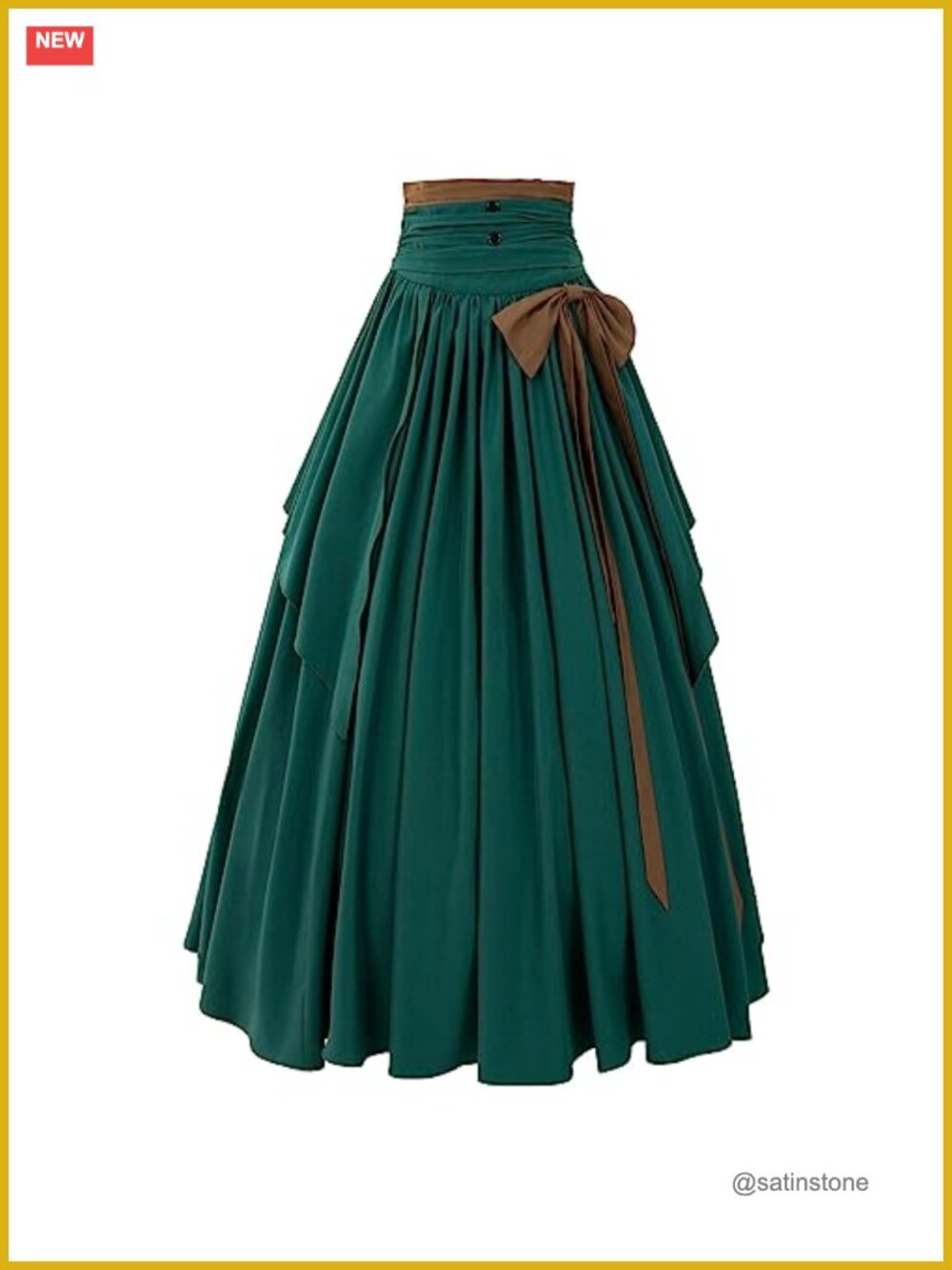 Victorian Renaissance High Waist Pleated Maxi Skirt Full Flared